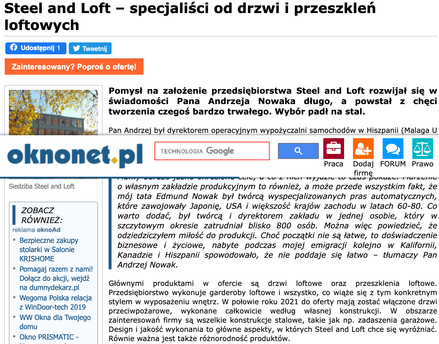 Screenshot_2021-04-08 Steel and Loft – specjaliści od drzwi i przeszkleń loftowych – Oknonet pl